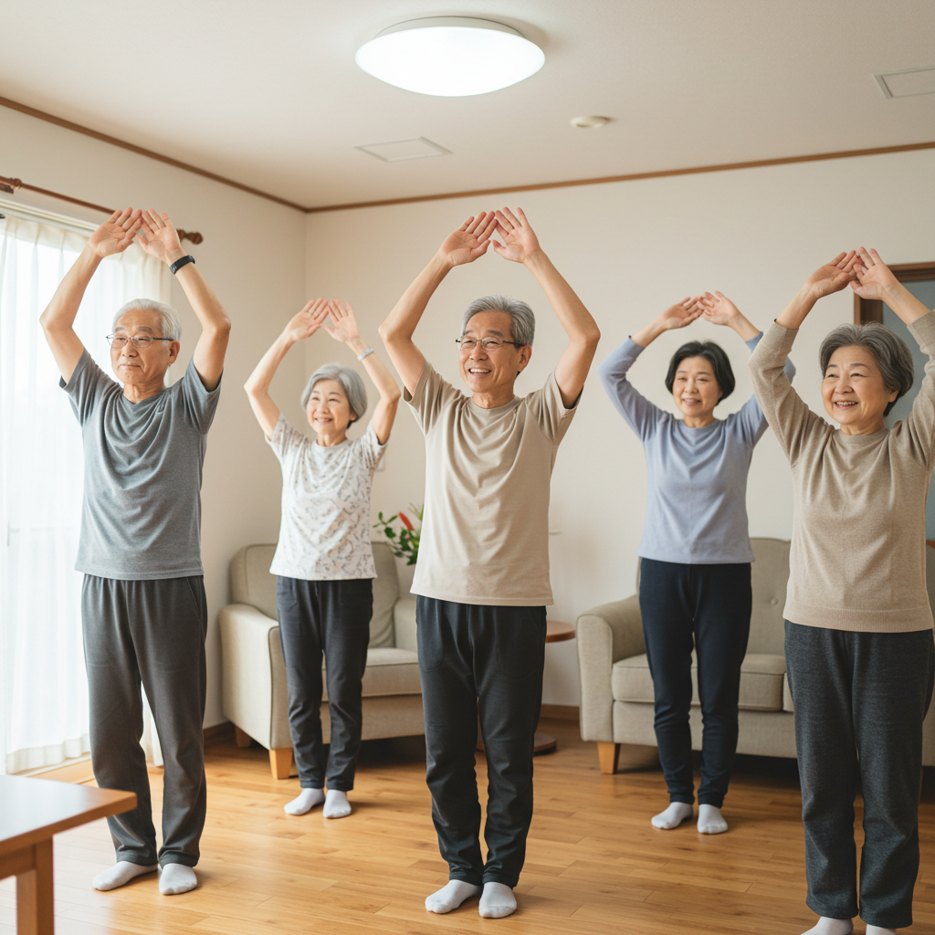 体操する高齢者たち