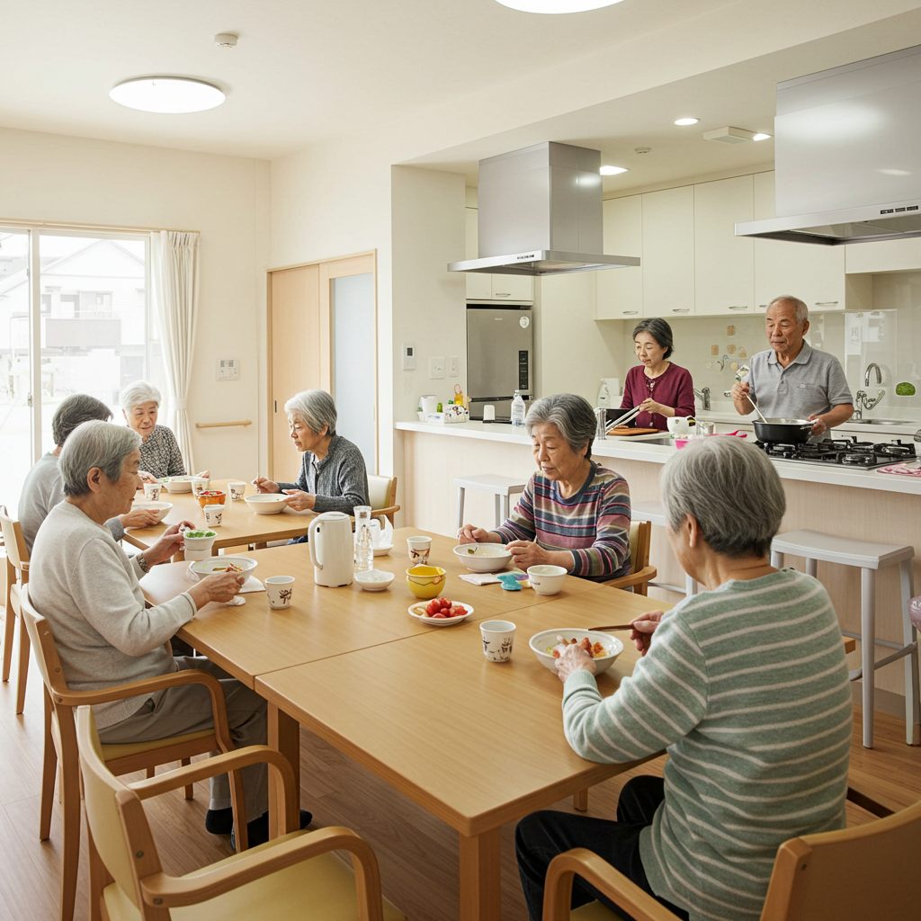 食事をとる高齢者たち