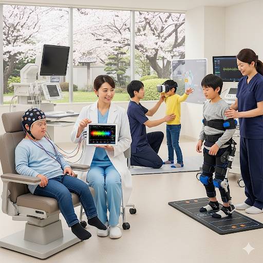 子供の発達障害最新医療風景を、AIで自動生成したイメージ画像です。