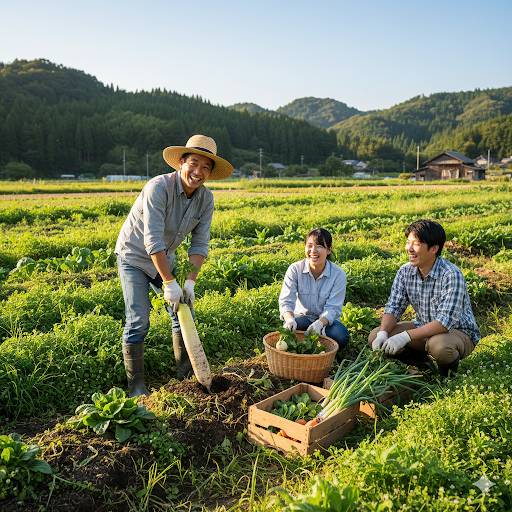 AIで生成した自然農法の収穫イメージ画像です。