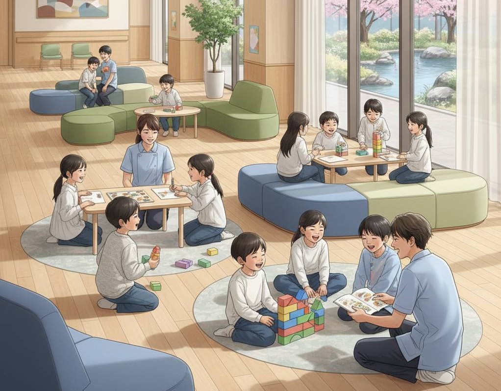 医療的ケアを必要とした子供達が、安心して利用できる場所のイメージ画像です。