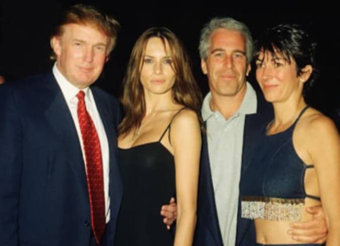 トランプ氏が関与を疑われている、疑惑のエプスタイン関連写真の画像です。