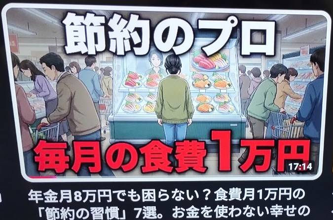 低年金で暮らす女性、年金８万円で食費は月間１万円の幸せレシピYouTubeチャンネル「りなのおうちごはん」サムネイル画像です。
