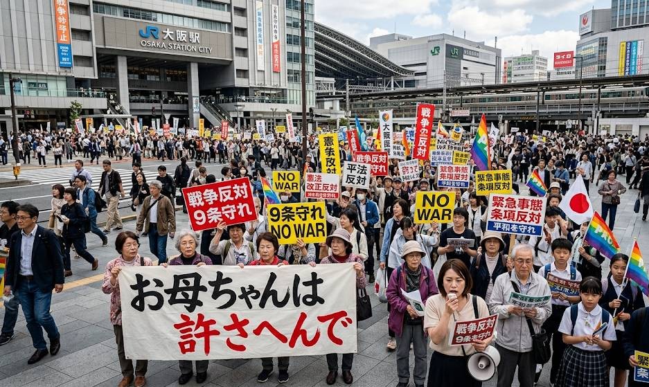 イランとアメリカ・イスラエルの戦争に対する政府への大阪抗議デモイメージ画像です。