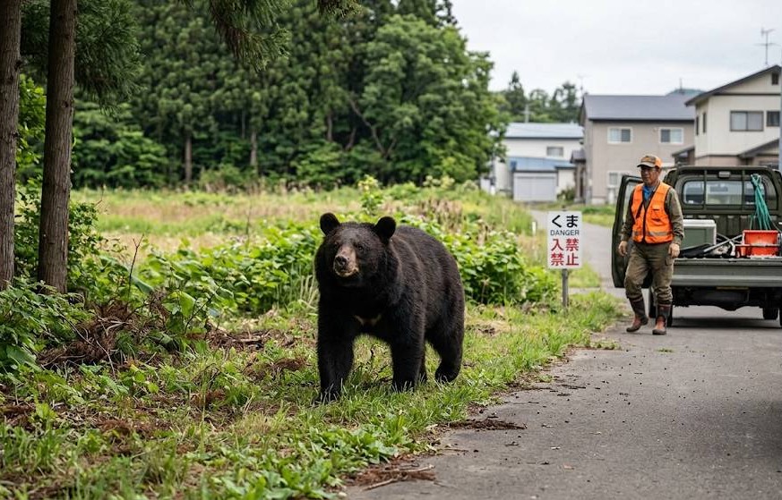 熊を駆除しようとしているハンターの画像です。