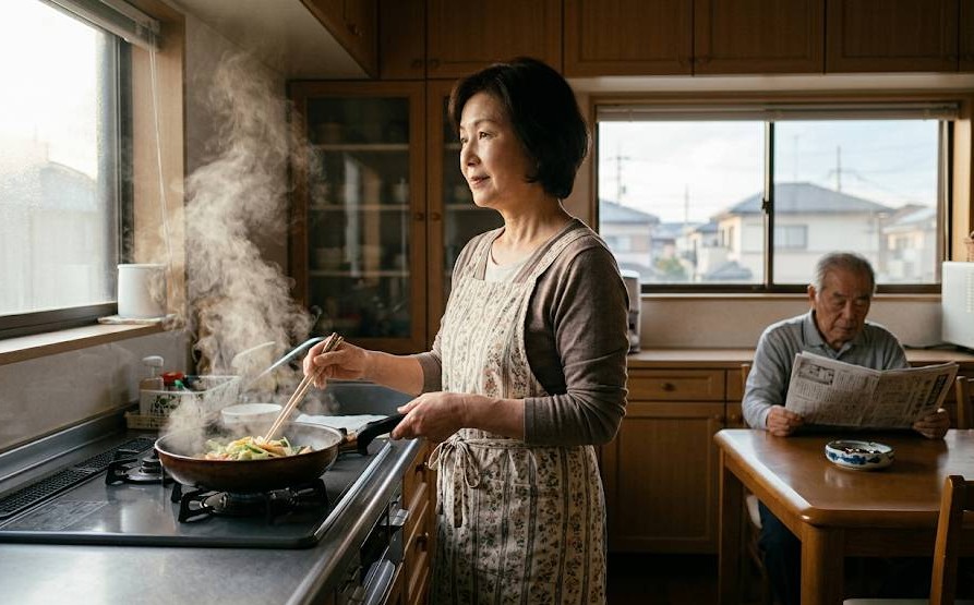 調理時の油煙と受動喫煙の記憶、社会問題をイメージした画像です。