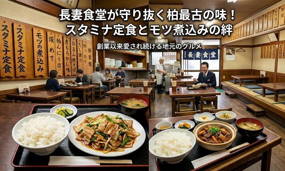 柏の葉キャンパス駅近くにある老舗定食店「長妻食堂」のイメージ画像です。