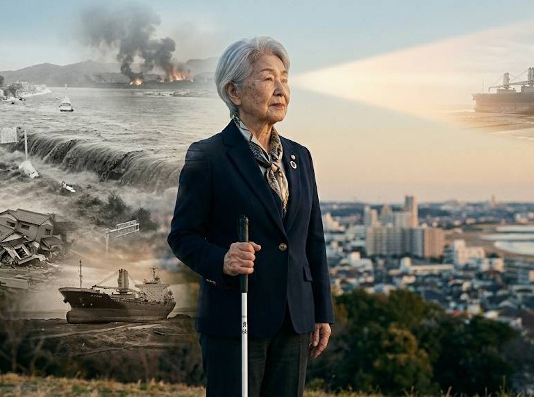 東北の震災から15年、災害を乗り越えた女性理事長の物語をイメージした画像です。