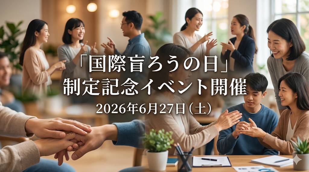 2026年6月27日(土)国際盲ろうの日制定記念イベントのイメージをブログのアイキャッチ画像として生成したものです。