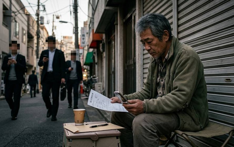 生活困窮者が電話契約が無い為に困るイメージを画像にしています。