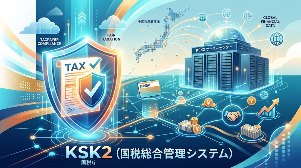 国税庁新システムKSKに関する解説イラスト画像です。
