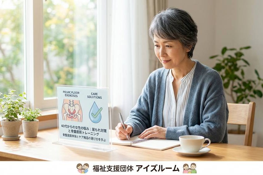 40歳から発生する女性に多い「尿漏れ」の問題をイメージ化した画像です。
