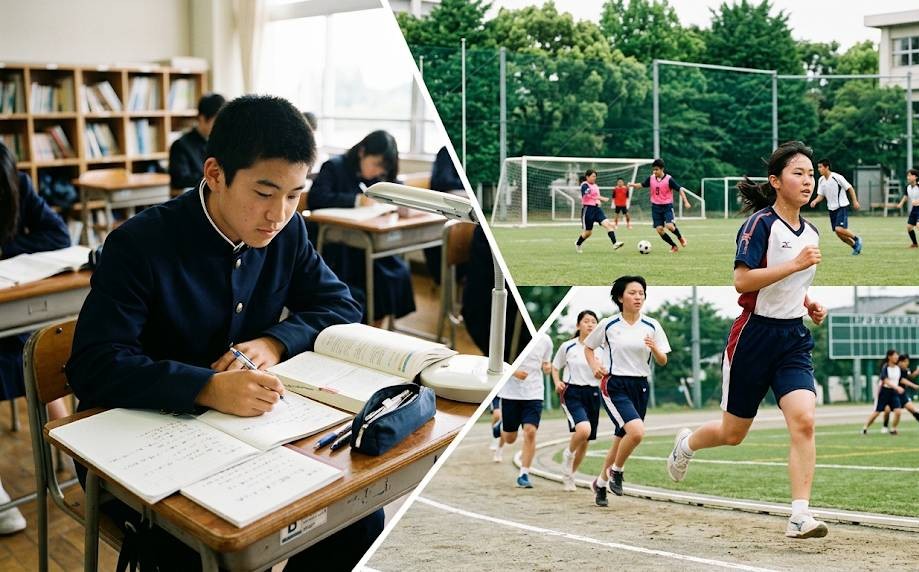 優秀な進学校の学生が、学業や部活動に頑張っているイメージ画像です。