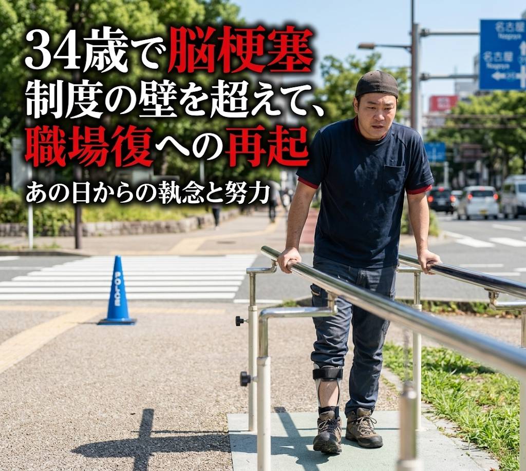 34歳の男性が脳梗塞で寝たきりから奇跡のリハビリで歩けるようになるイメージ画像です。