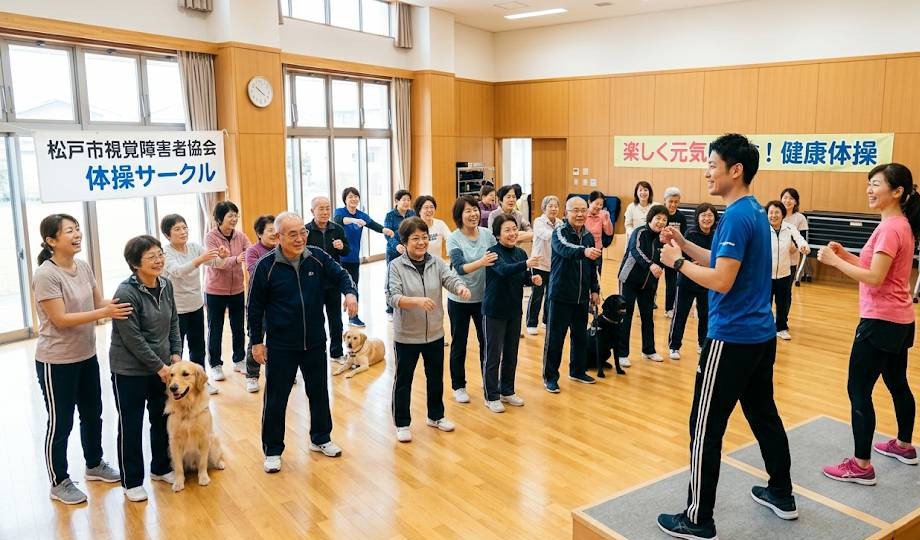 松戸市視覚障害者協会体操サークル活動イメージ画像です。